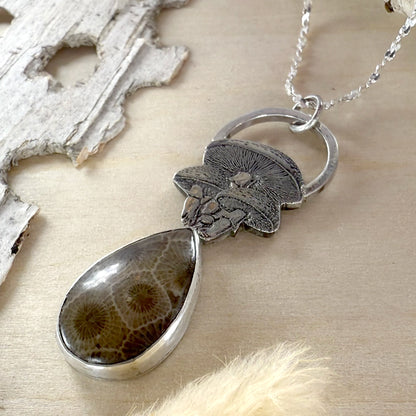 Petoskey Stone Mushroom Pendant - Stone Treasures by the Lake