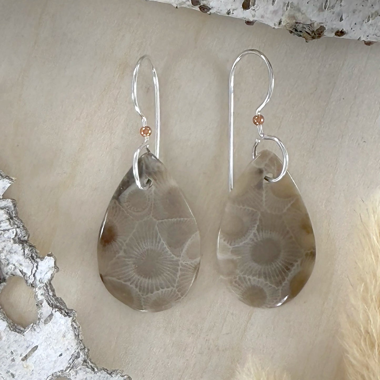 Petoskey Stone Earrings - Stone Treasures by the Lake