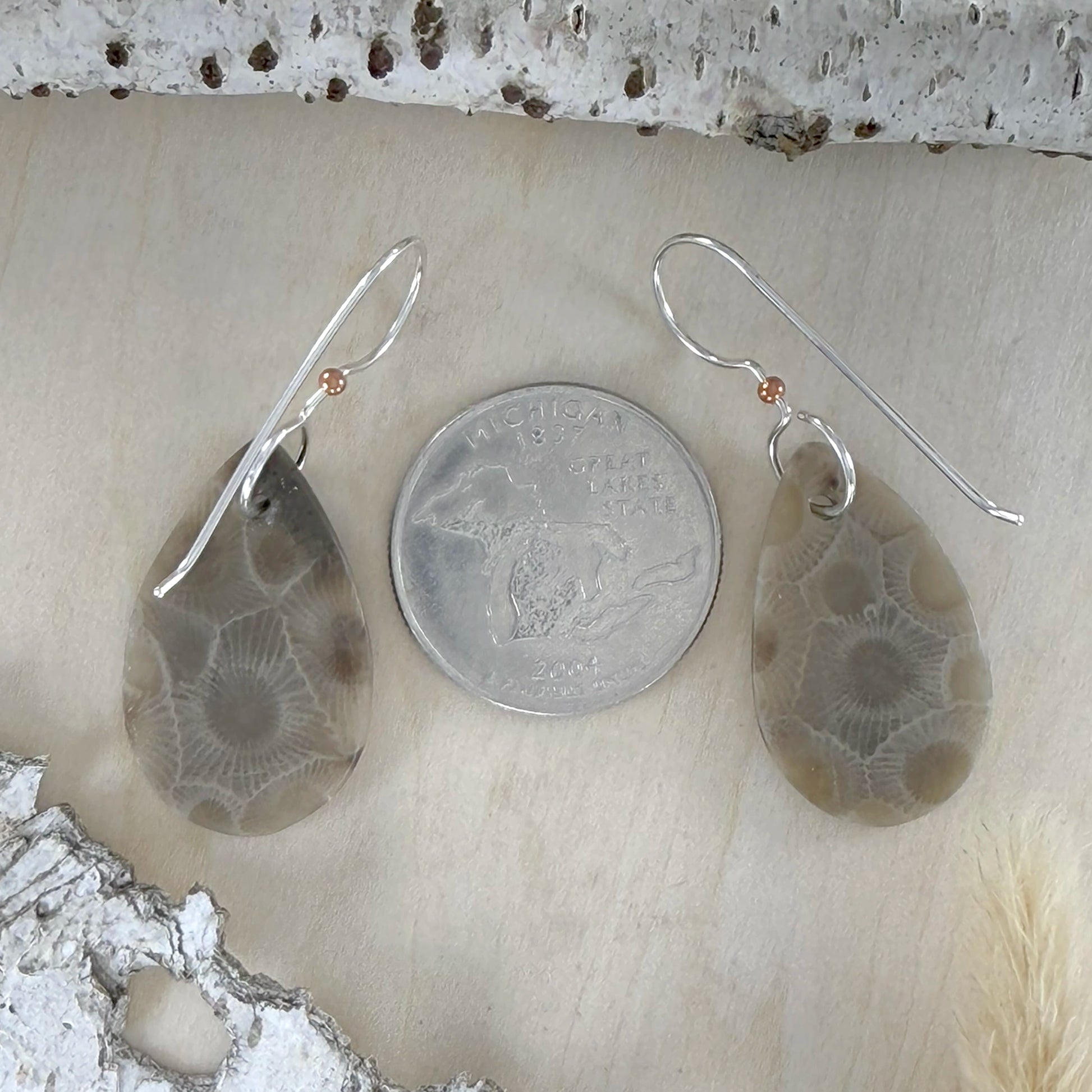 Petoskey Stone Earrings - Stone Treasures by the Lake