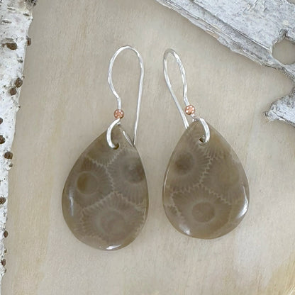 Petoskey Stone Earrings - Stone Treasures by the Lake