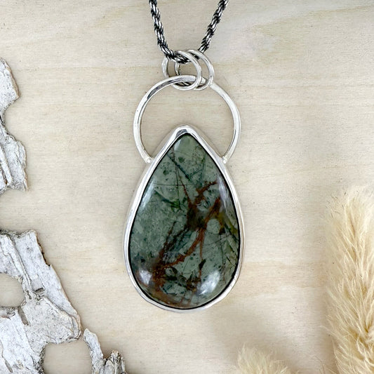 Lake Michigan Epidote Pendant Necklace - Stone Treasures by the Lake