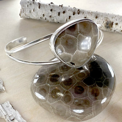 Petoskey Stone Cuff Bracelet - Stone Treasures by the Lake