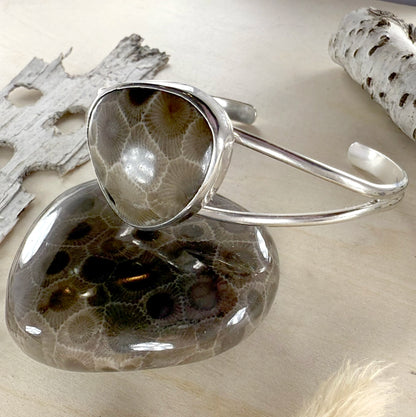 Petoskey Stone Cuff Bracelet - Stone Treasures by the Lake