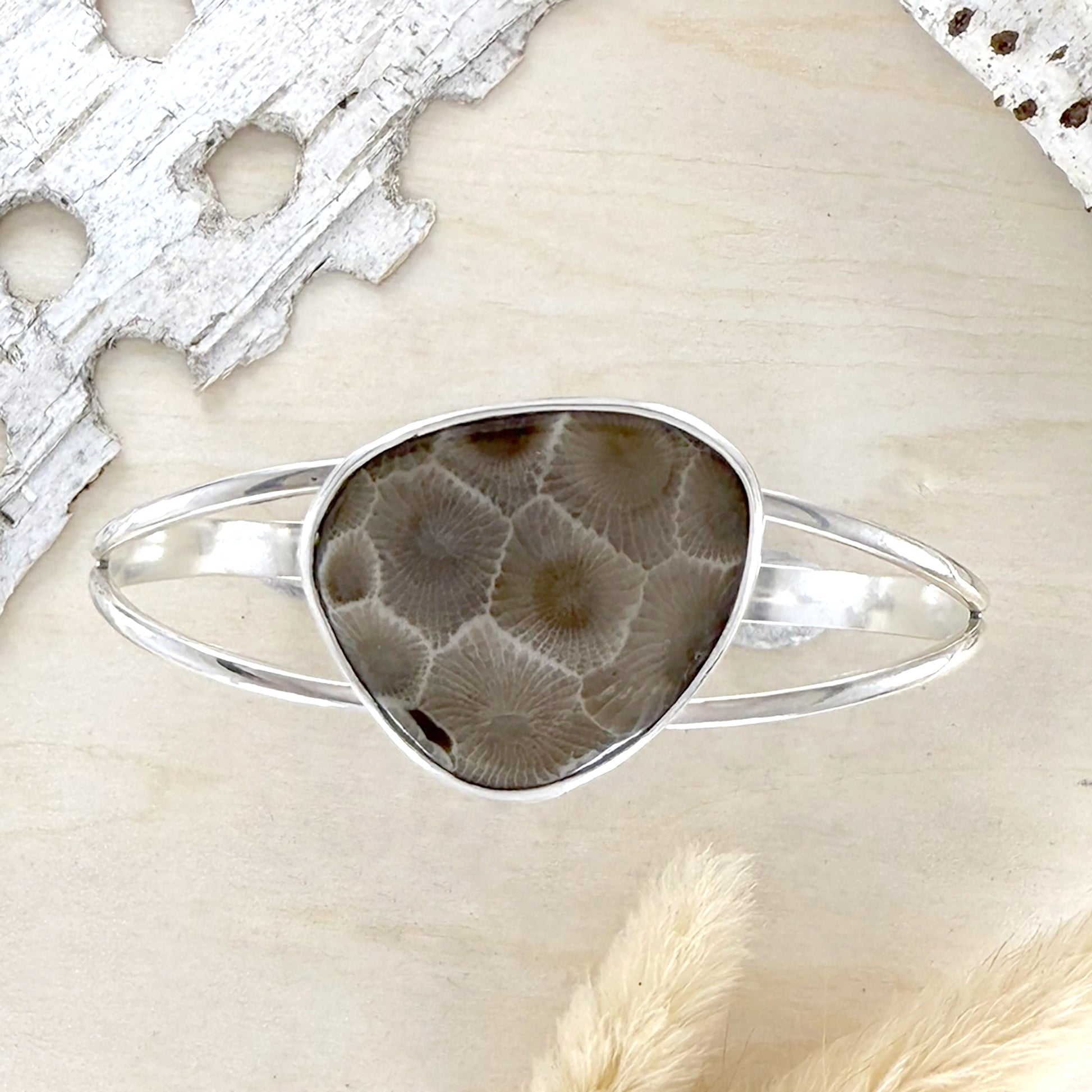 Petoskey Stone Cuff Bracelet - Stone Treasures by the Lake