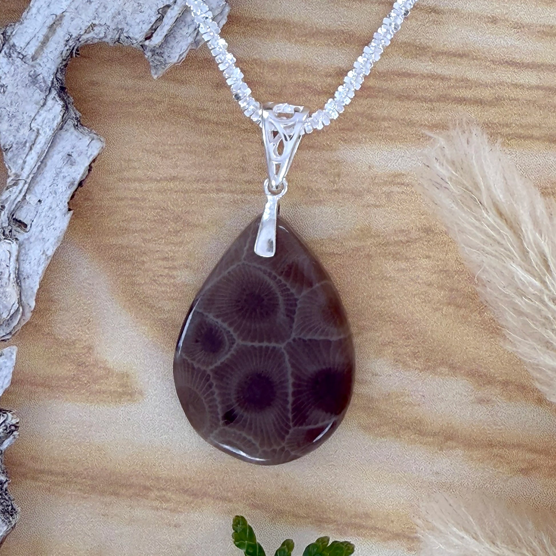 Petoskey Stone Pendant Necklace - Stone Treasures by the Lake