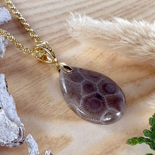Petoskey Stone Pendant Necklace - Stone Treasures by the Lake