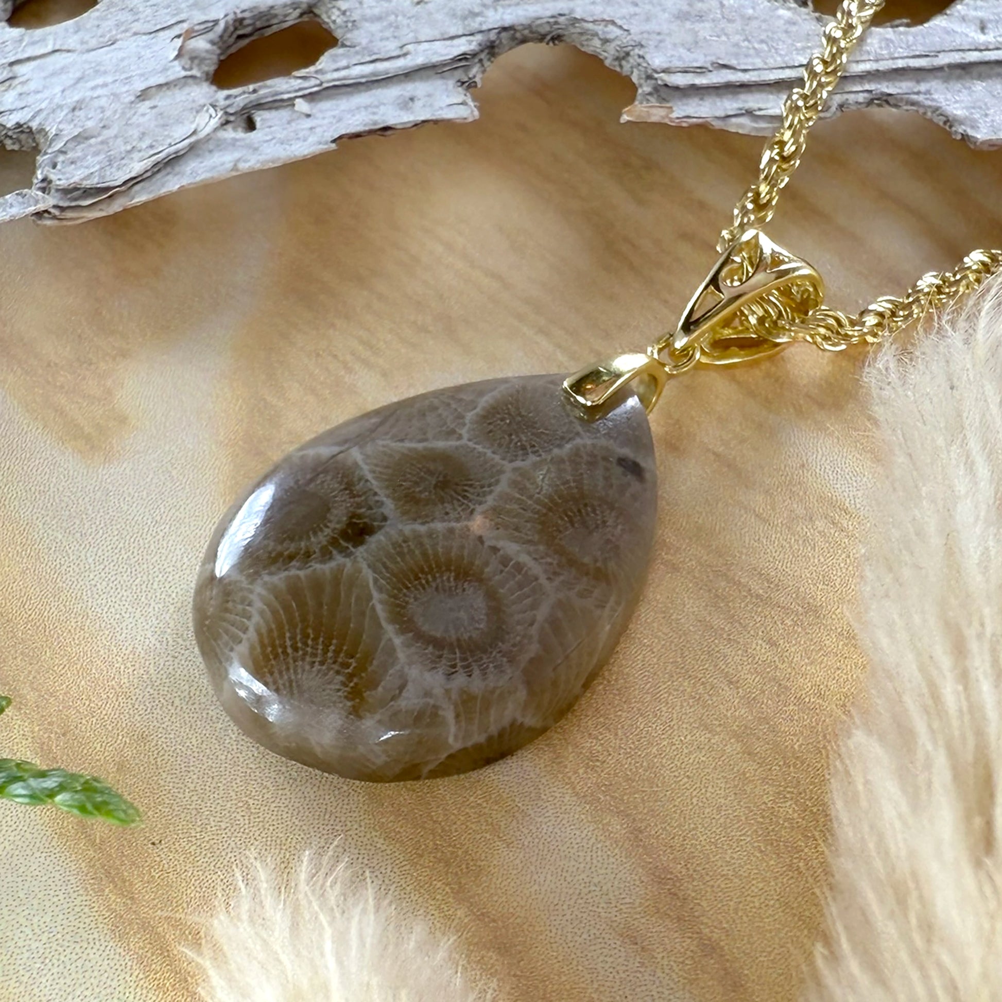 Petoskey Stone Pendant Necklace - Stone Treasures by the Lake