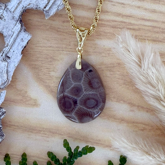 Petoskey Stone Pendant Necklace - Stone Treasures by the Lake