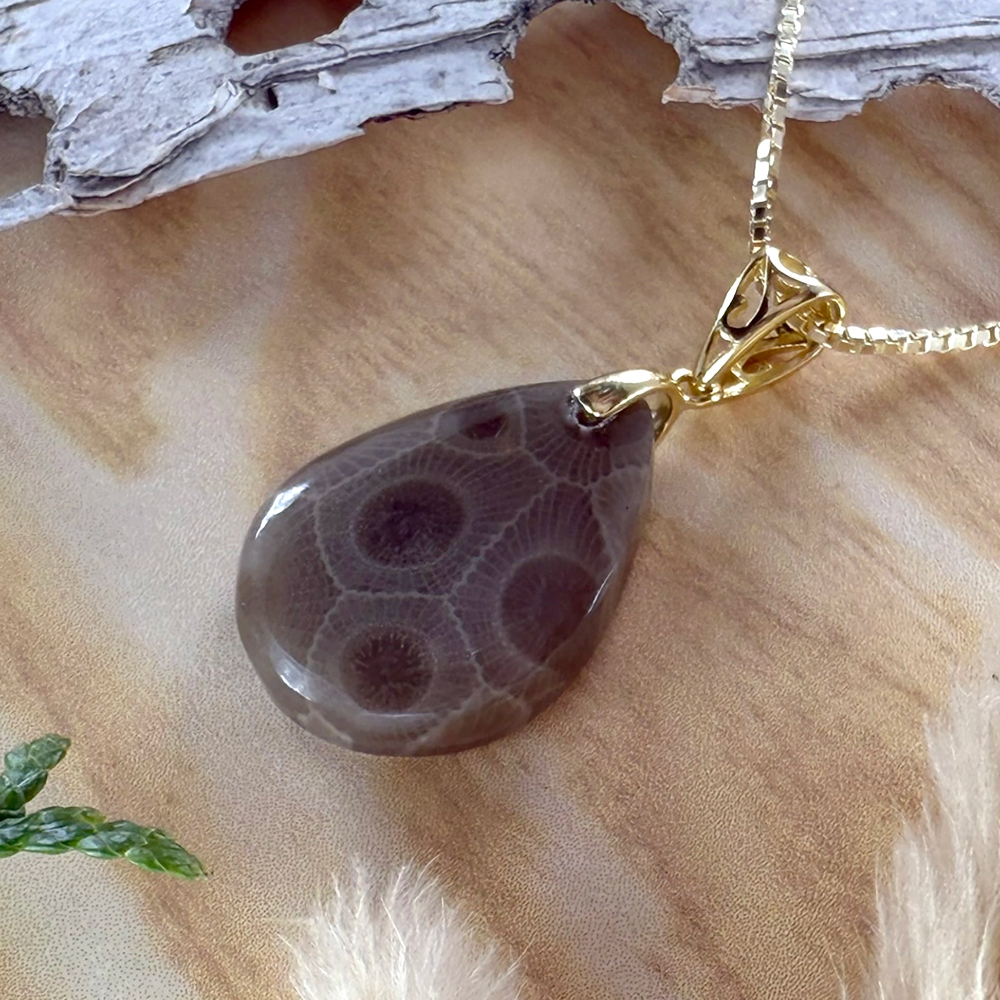 Petoskey Stone Pendant Necklace - Stone Treasures by the Lake