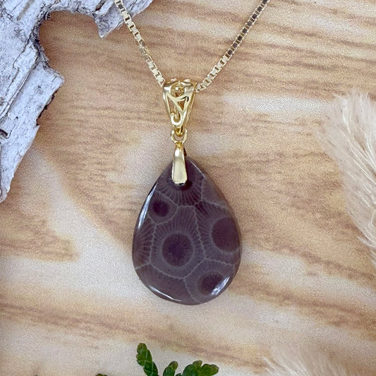Petoskey Stone Pendant Necklace - Stone Treasures by the Lake