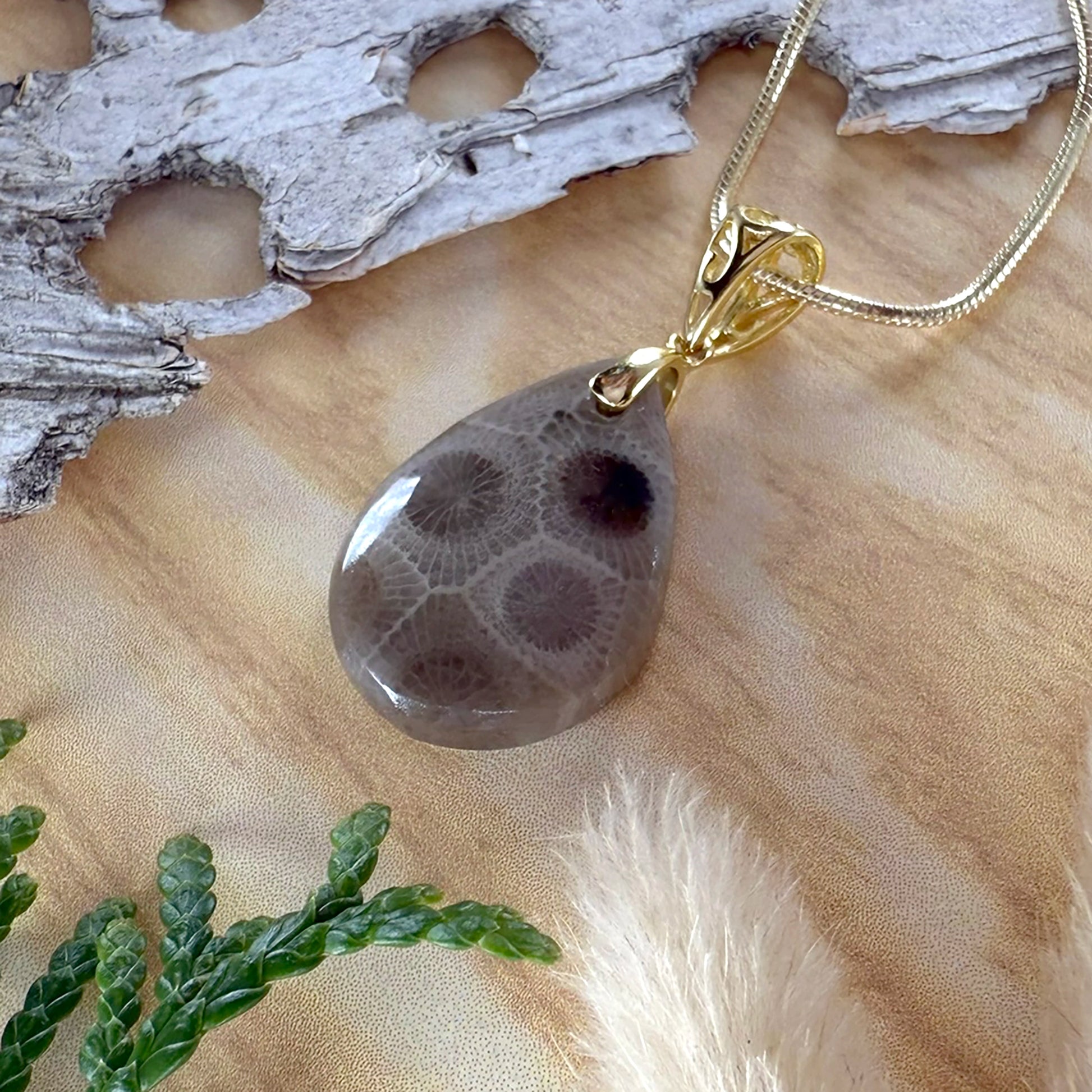 Petoskey Stone Pendant Necklace - Stone Treasures by the Lake