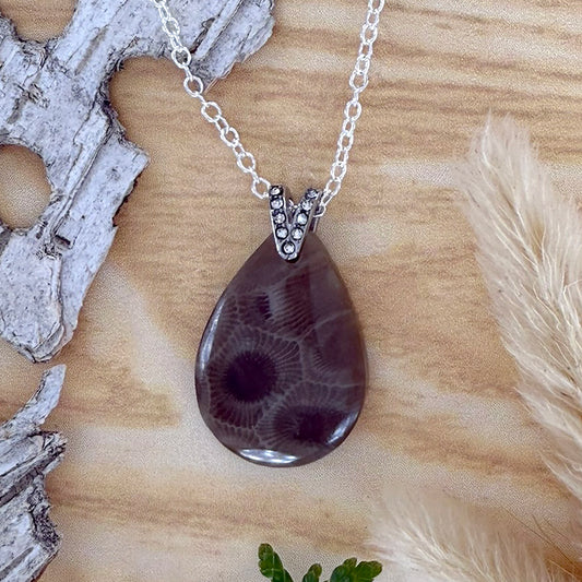 Petoskey Stone Pendant Necklace - Stone Treasures by the Lake