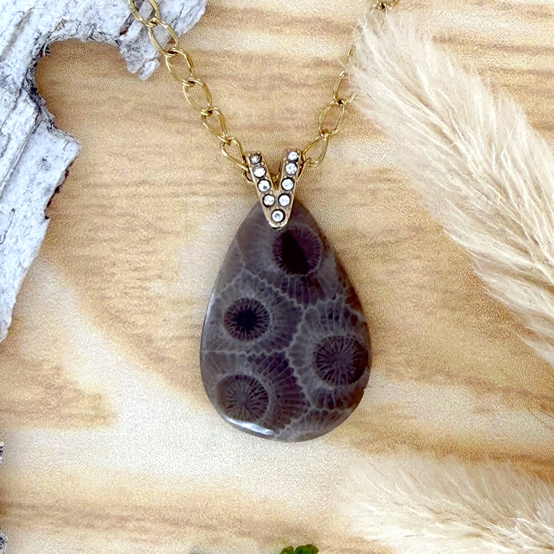 Petoskey Stone Pendant Necklace - Stone Treasures by the Lake