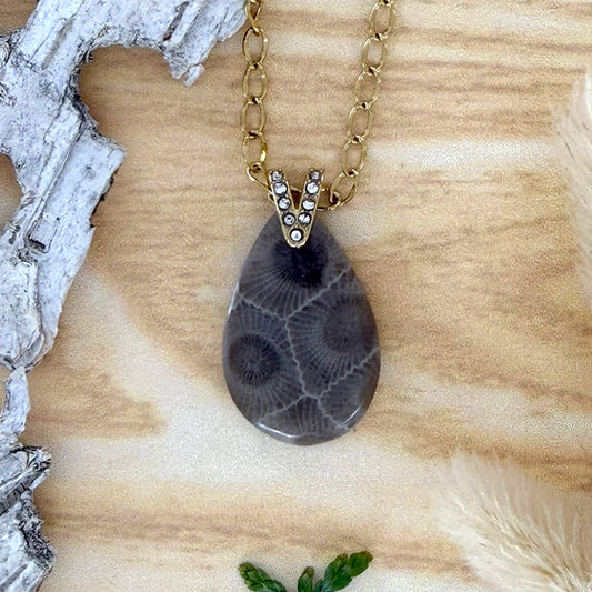 Petoskey Stone Pendant Necklace - Stone Treasures by the Lake