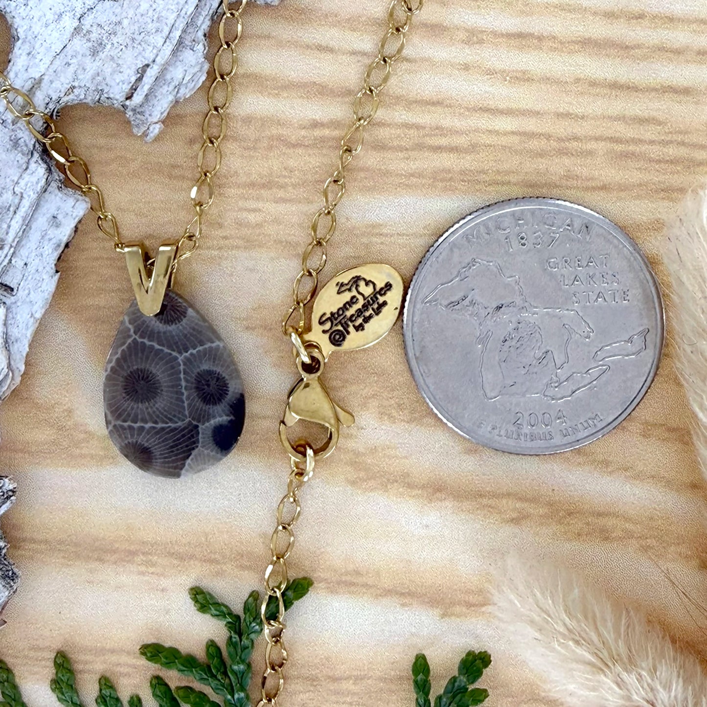 Petoskey Stone Pendant Necklace - Stone Treasures by the Lake