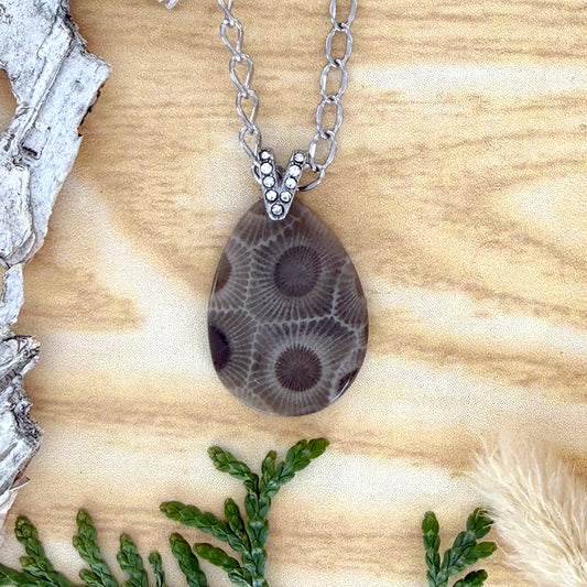 Petoskey Stone Pendant Necklace - Stone Treasures by the Lake
