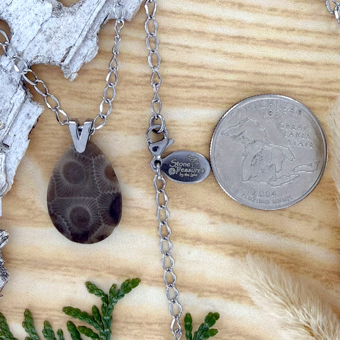 Petoskey Stone Pendant Necklace - Stone Treasures by the Lake