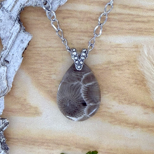 Petoskey Stone Pendant Necklace - Stone Treasures by the Lake