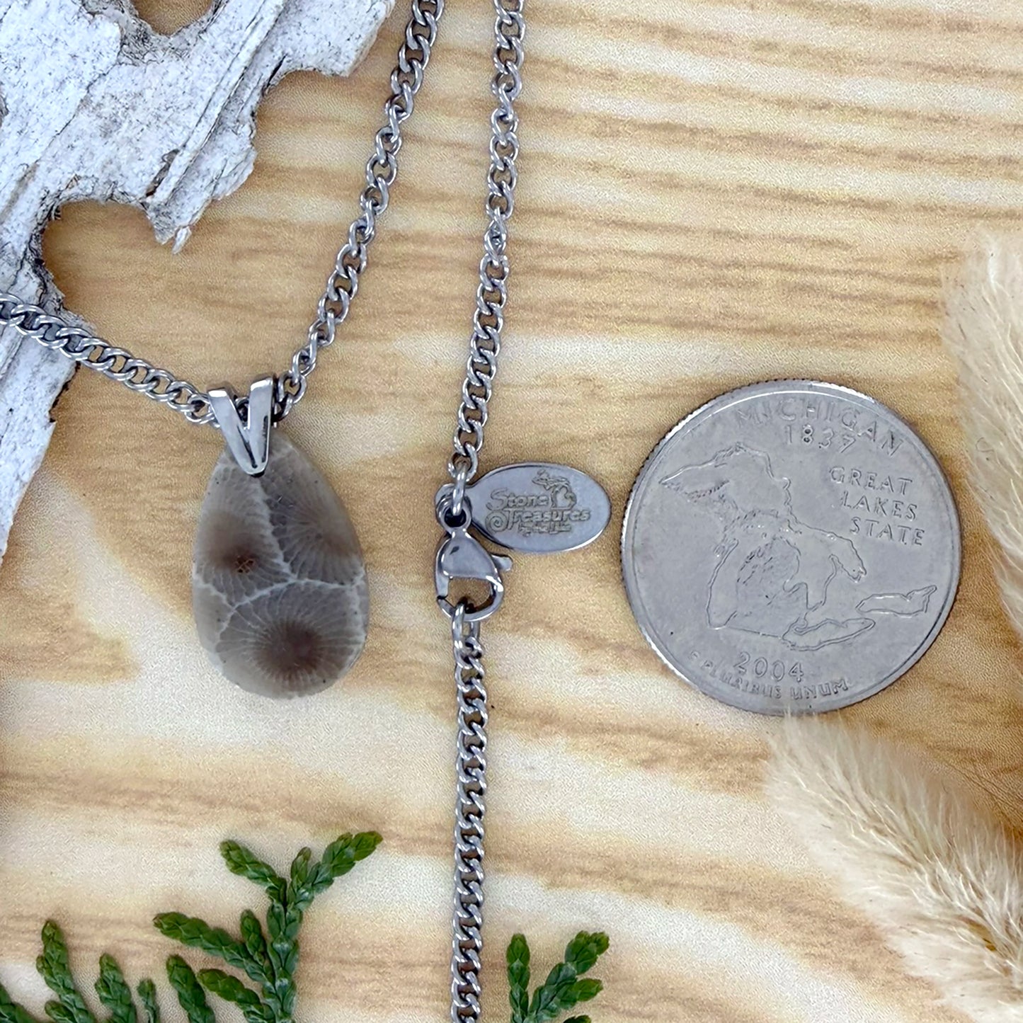 Petoskey Stone Pendant Necklace - Stone Treasures by the Lake