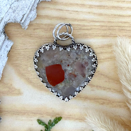 Puddingstone Heart Pendant - Stone Treasures by the Lake