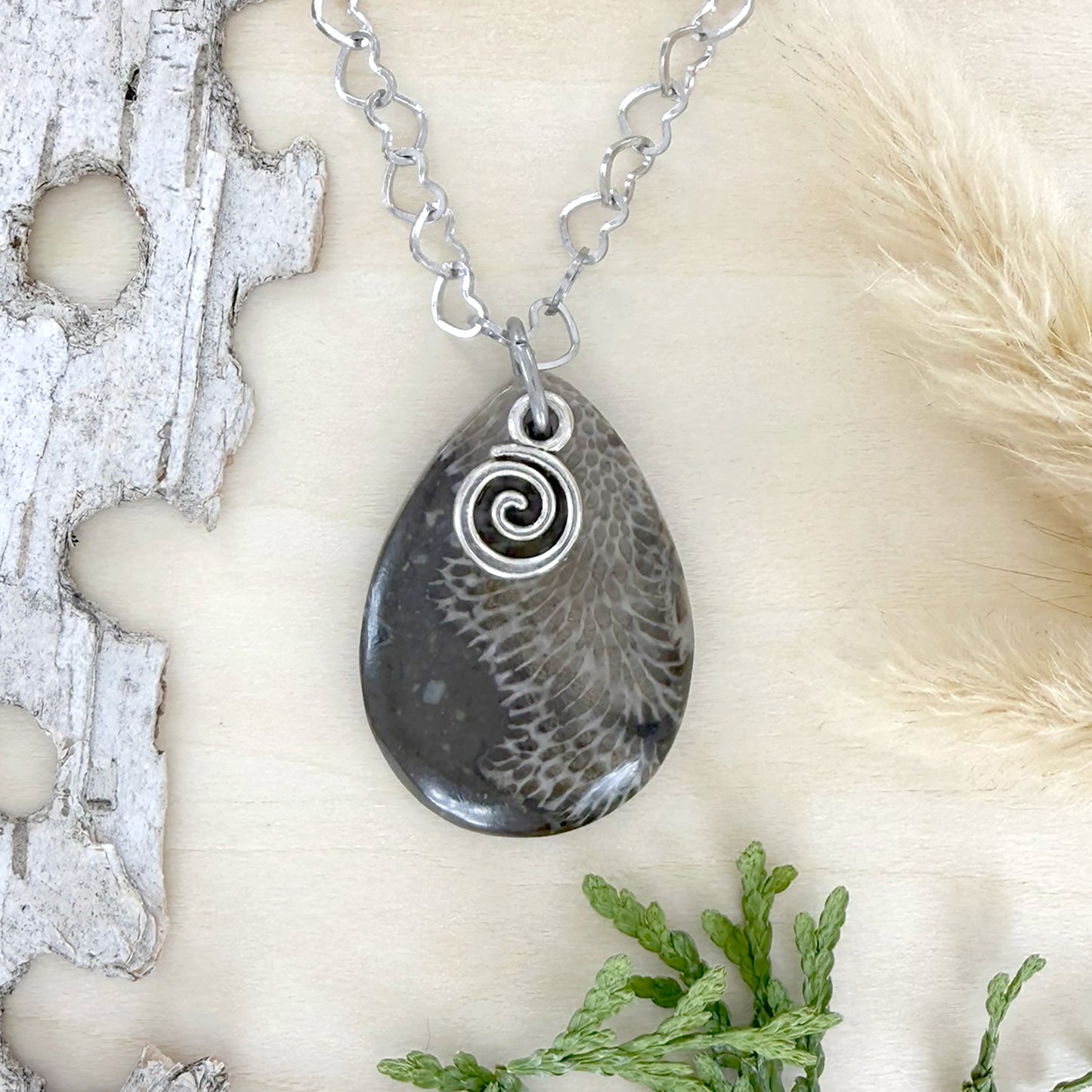 Cladopora Fossil Pendant Necklace - Stone Treasures by the Lake