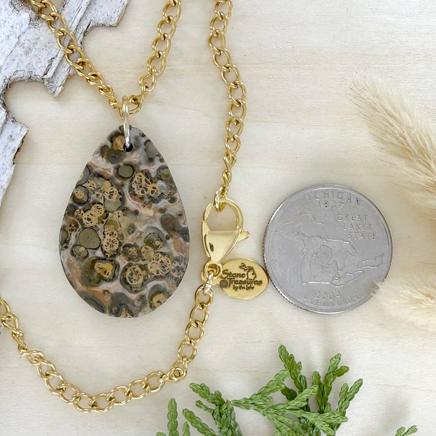 Leopardskin Jasper Pendant Necklace - Stone Treasures by the Lake