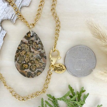 Leopardskin Jasper Pendant Necklace - Stone Treasures by the Lake