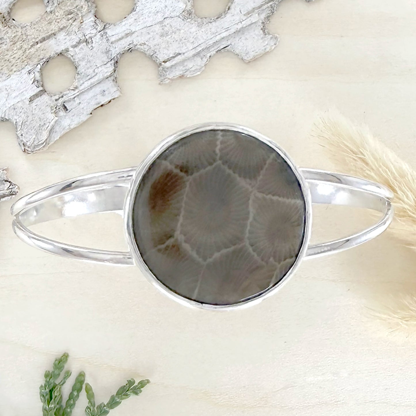 Petoskey Stone Cuff Bracelet - Stone Treasures by the Lake