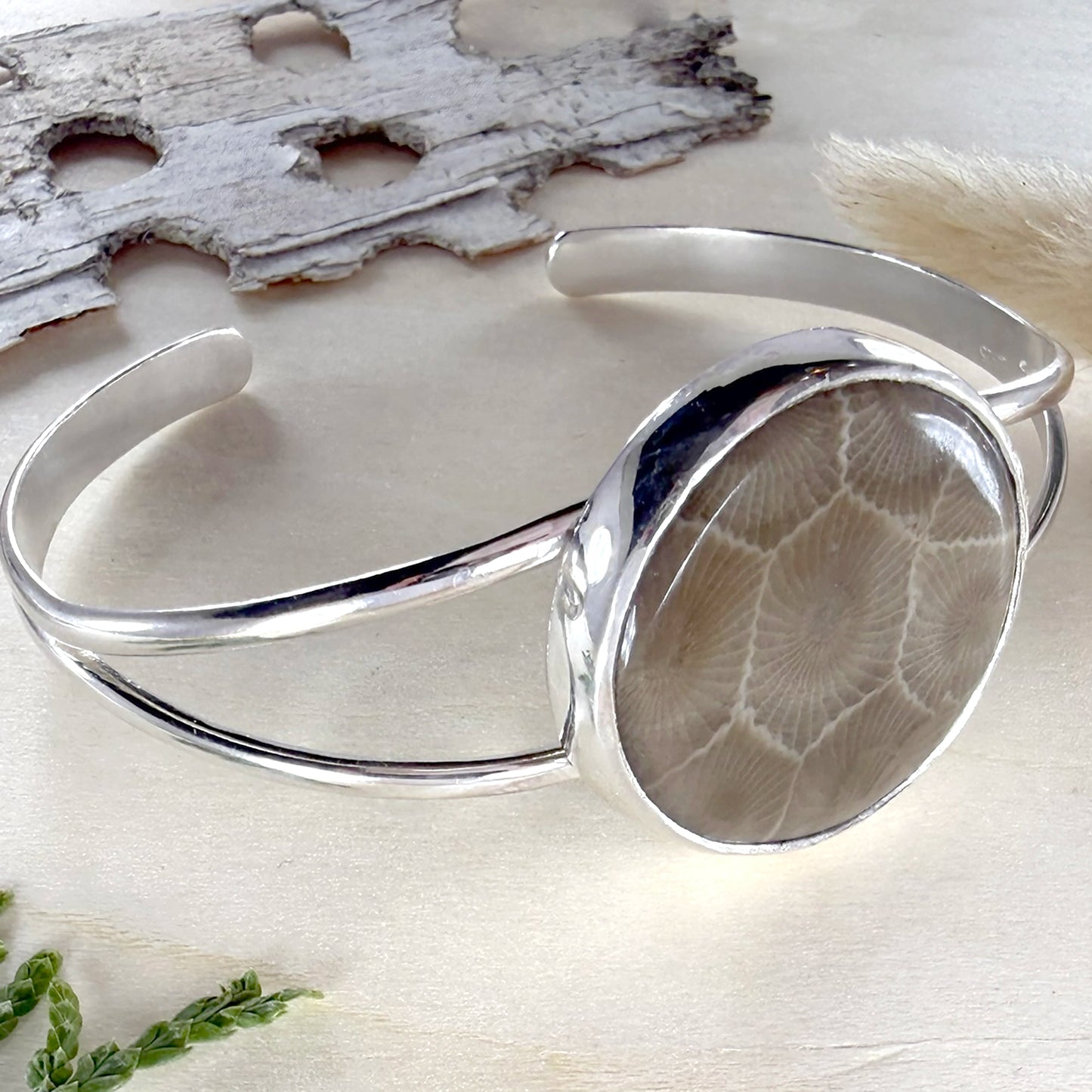Petoskey Stone Cuff Bracelet - Stone Treasures by the Lake