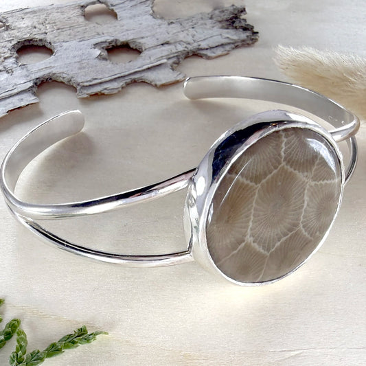 Petoskey Stone Cuff Bracelet - Stone Treasures by the Lake