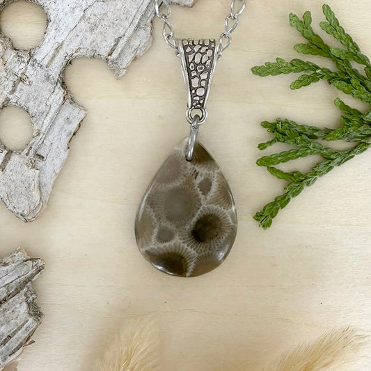 Petoskey Stone Pendant Necklace - Stone Treasures by the Lake