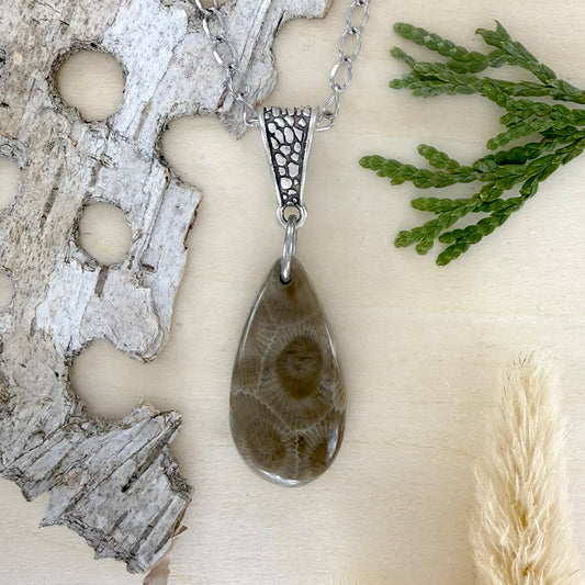 Petoskey Stone Pendant Necklace - Stone Treasures by the Lake