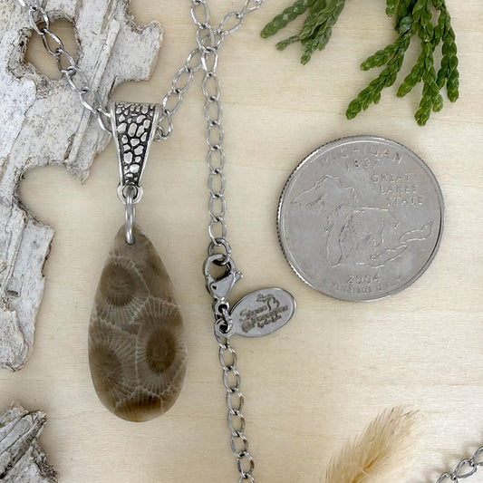 Petoskey Stone Pendant Necklace - Stone Treasures by the Lake