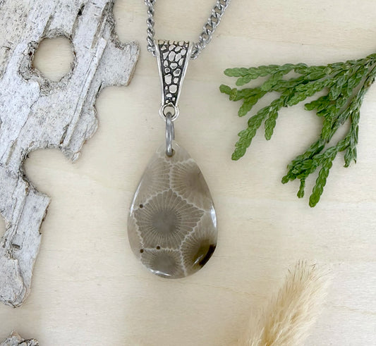 Petoskey Stone Pendant Necklace - Stone Treasures by the Lake