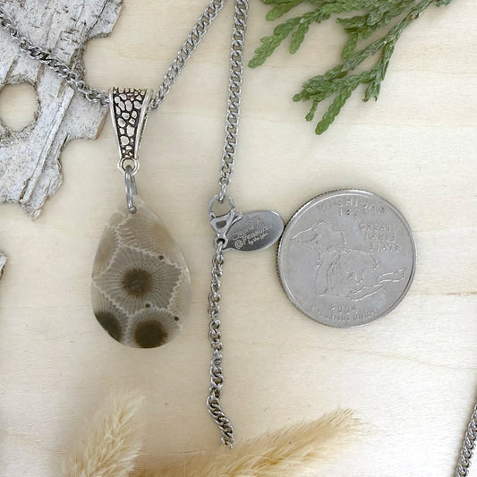 Petoskey Stone Pendant Necklace - Stone Treasures by the Lake