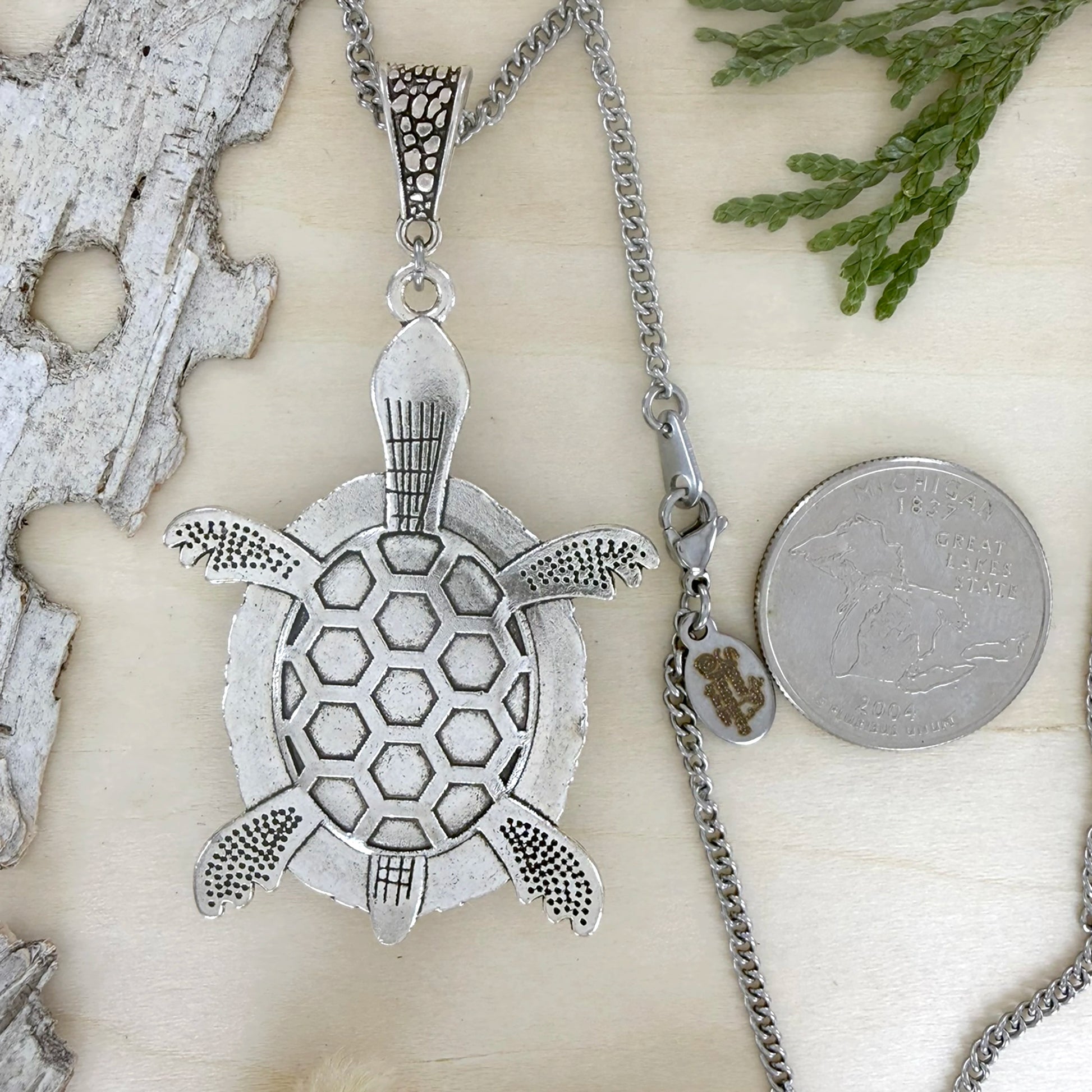Petoskey Stone Turtle Pendant Necklace - Stone Treasures by the Lake