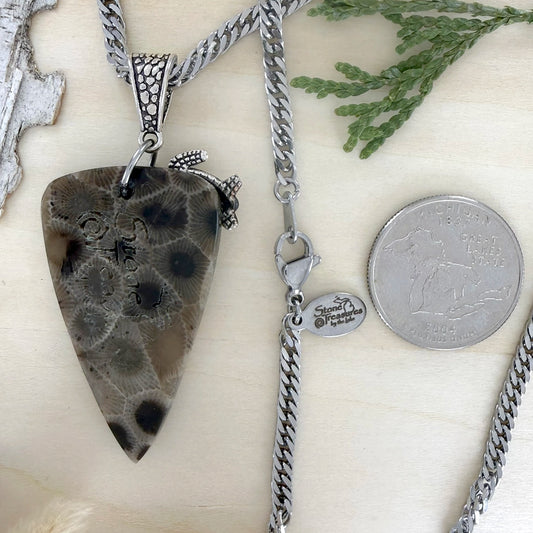 Petoskey Stone Turtle Pendant Necklace - Stone Treasures by the Lake