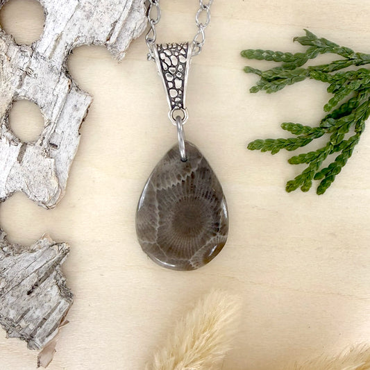 Petoskey Stone Pendant Necklace - Stone Treasures by the Lake
