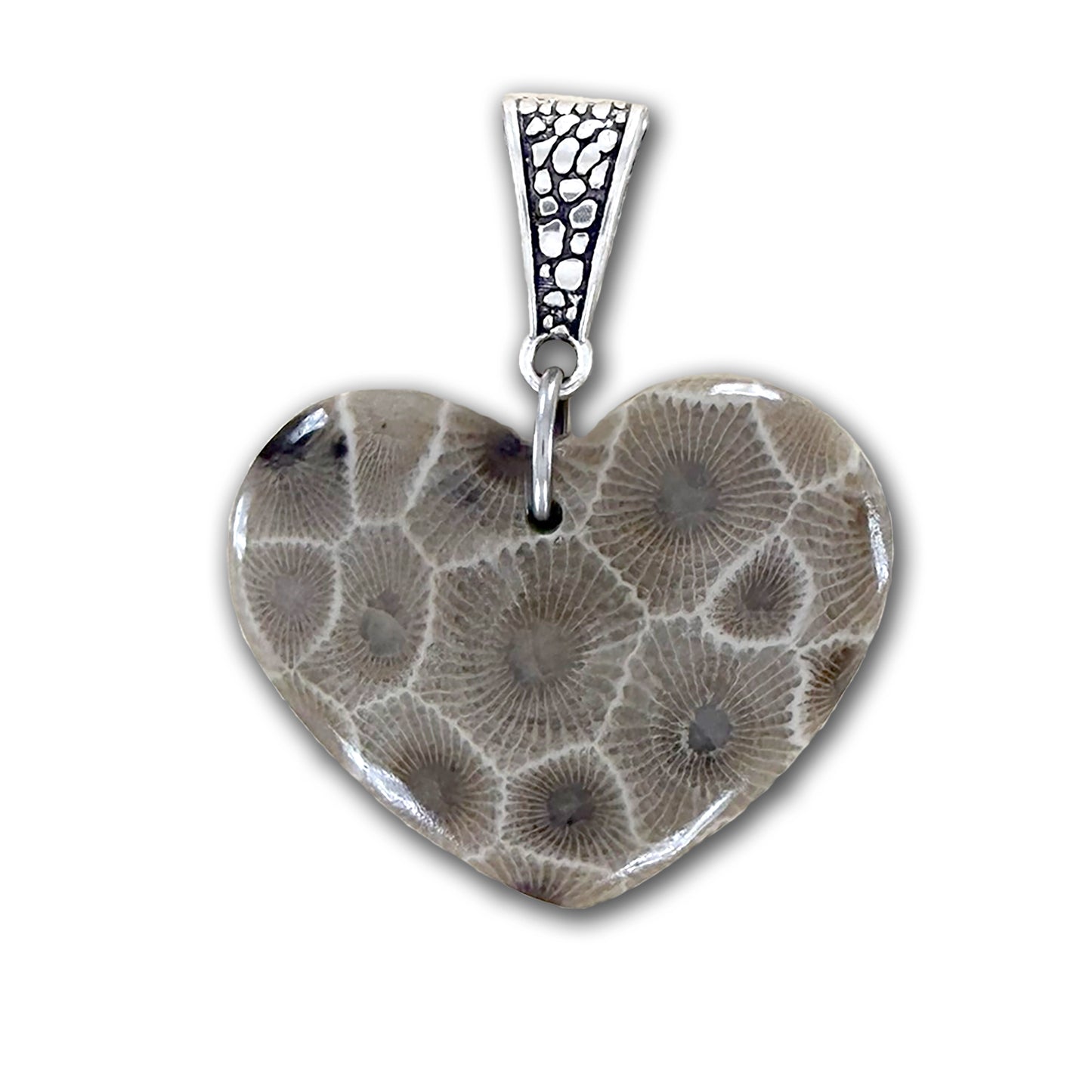 Petoskey Stone Heart Pendant Necklace - Stone Treasures by the Lake