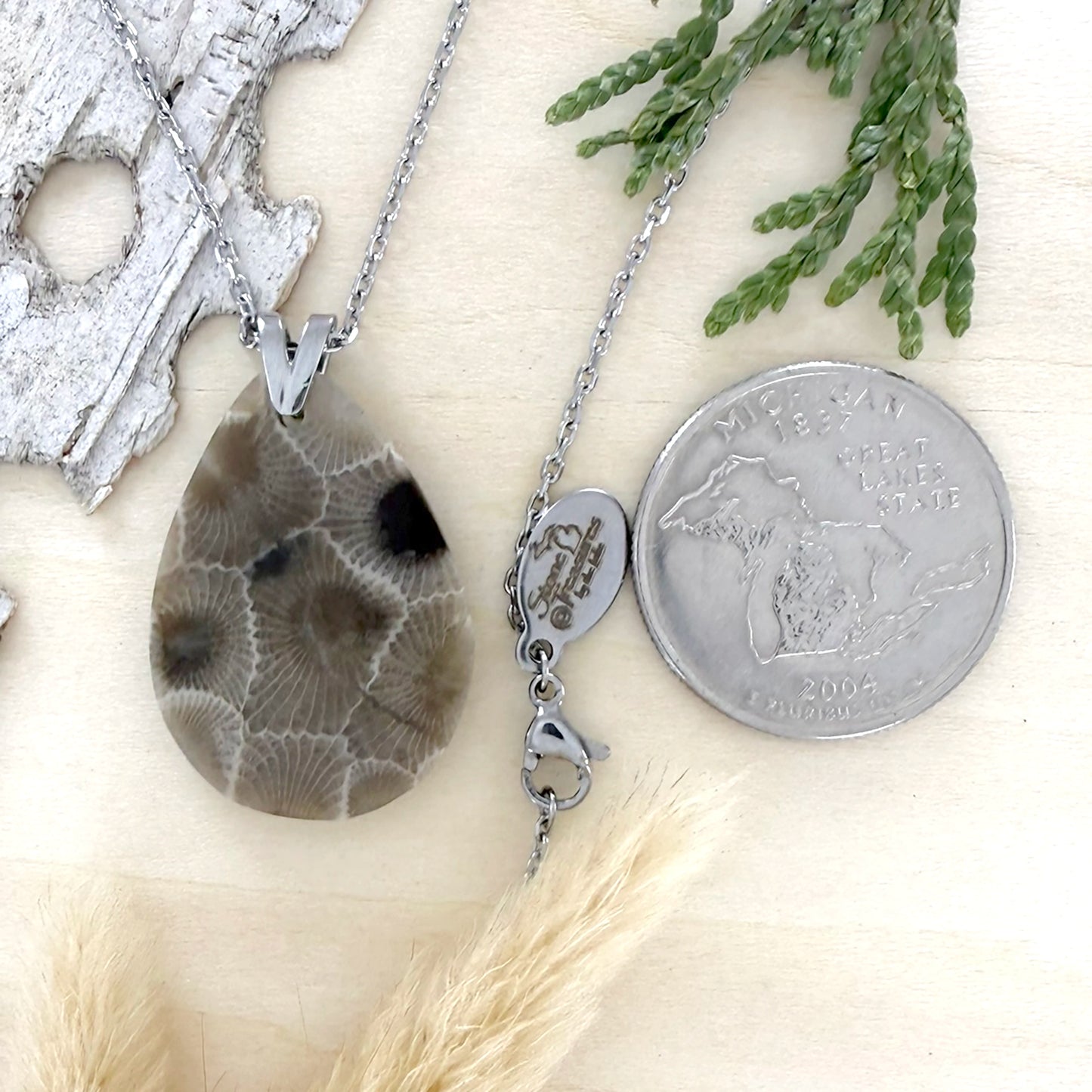 Petoskey Stone Pendant Necklace - Stone Treasures by the Lake