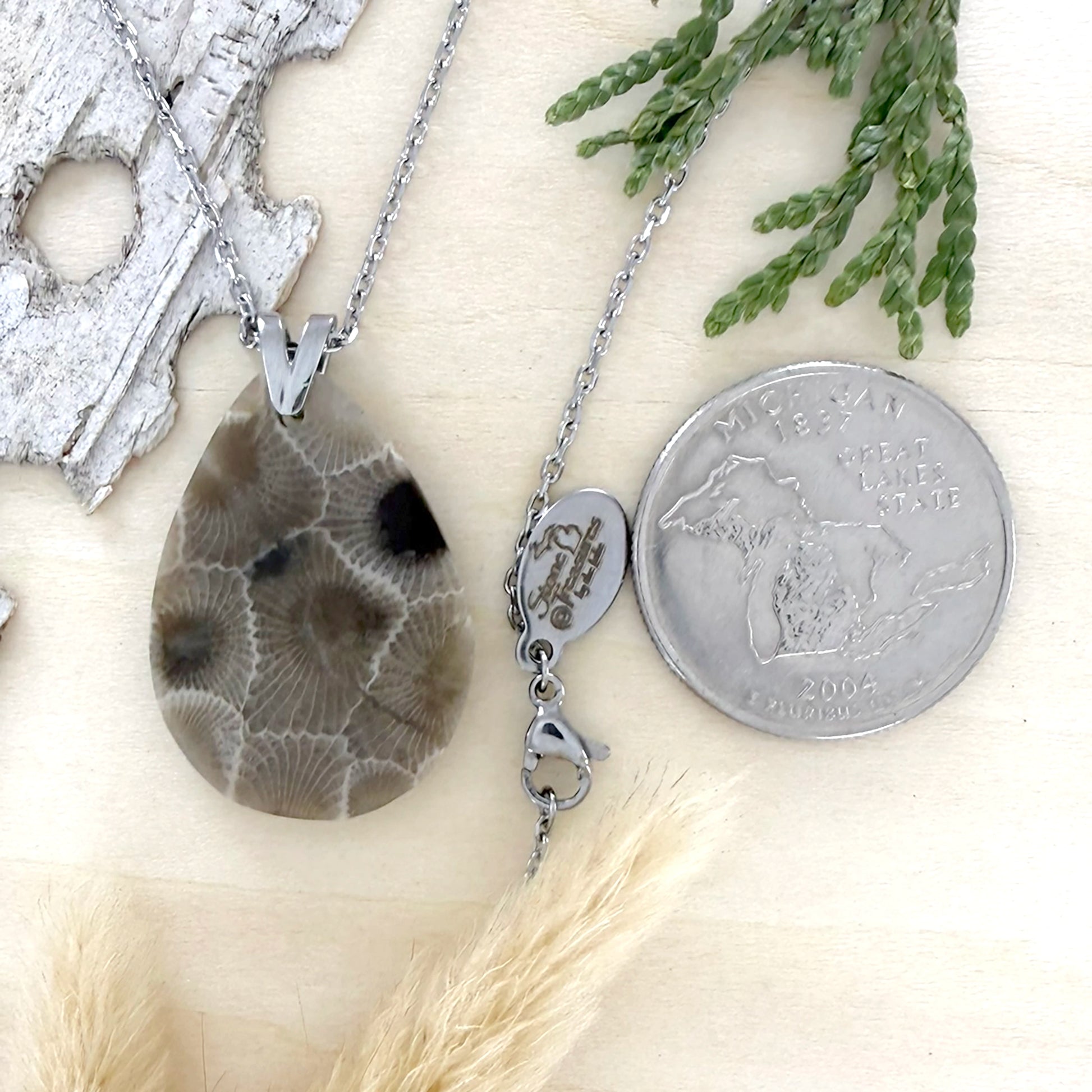 Petoskey Stone Pendant Necklace - Stone Treasures by the Lake