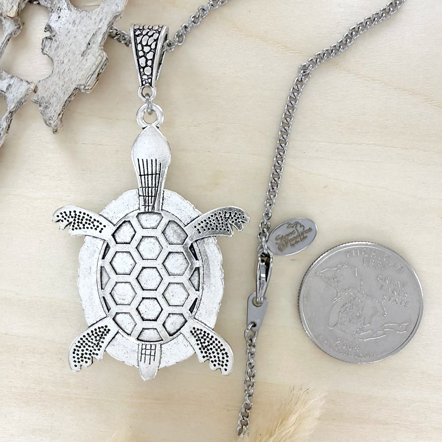 Petoskey Stone Turtle Pendant Necklace - Stone Treasures by the Lake