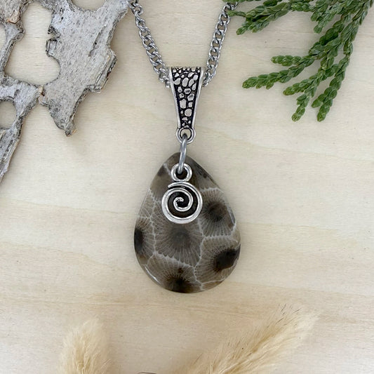 Petoskey Stone Pendant Necklace - Stone Treasures by the Lake