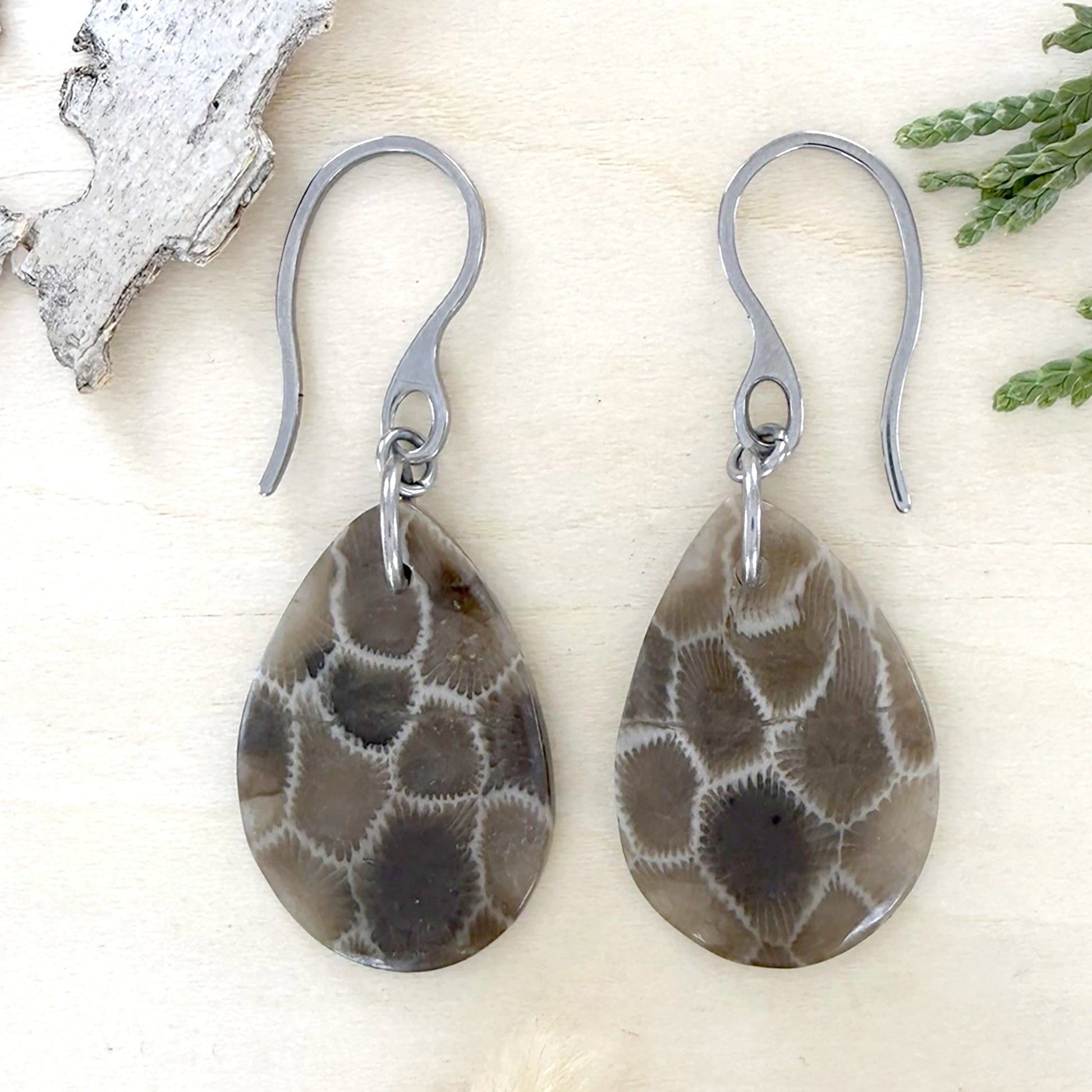Petoskey Stone Earrings - Stone Treasures by the Lake