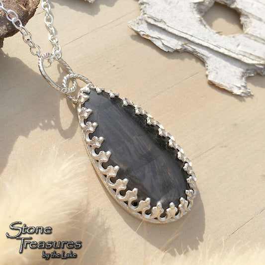 Hypersthene Pendant Necklace Front View - Stone Treasures by the Lake