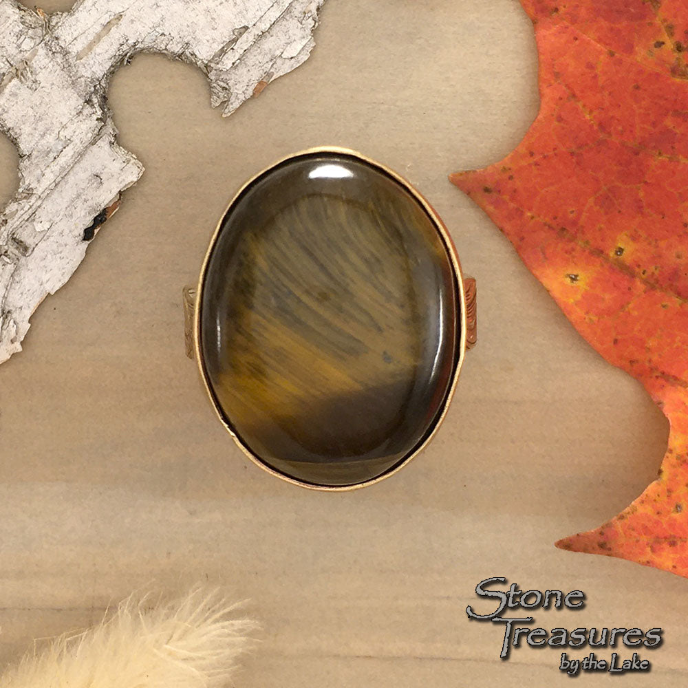 Tiger Eye Ring Front View - Stone Treasures by the Lake