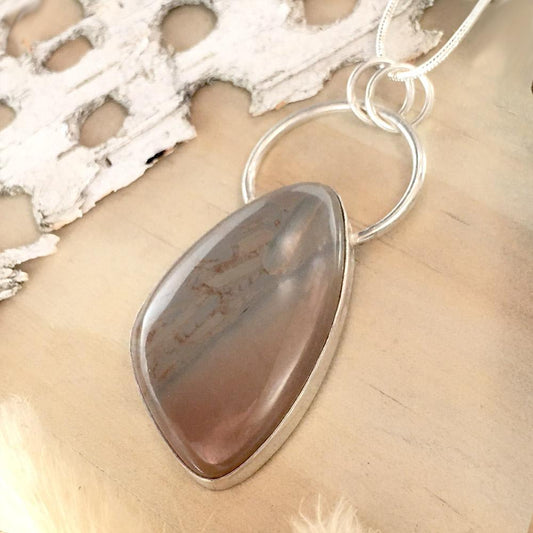 Lake Michigan Brecciated Chalcedony Pendant Necklace Front View - Stone Treasures by the Lake