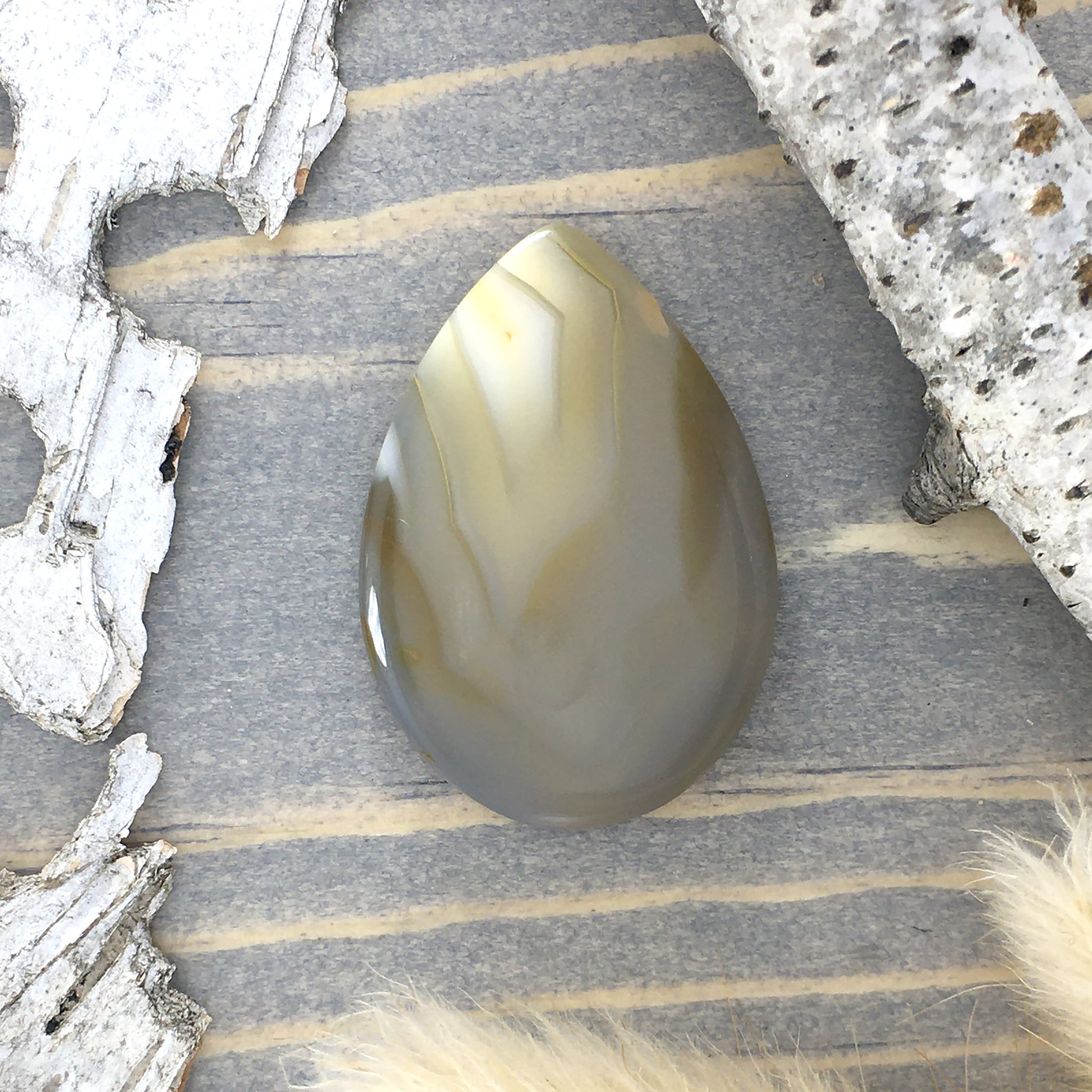 Yellow Skin Agate Cabochon Front View - Stone Treasures by the Lake