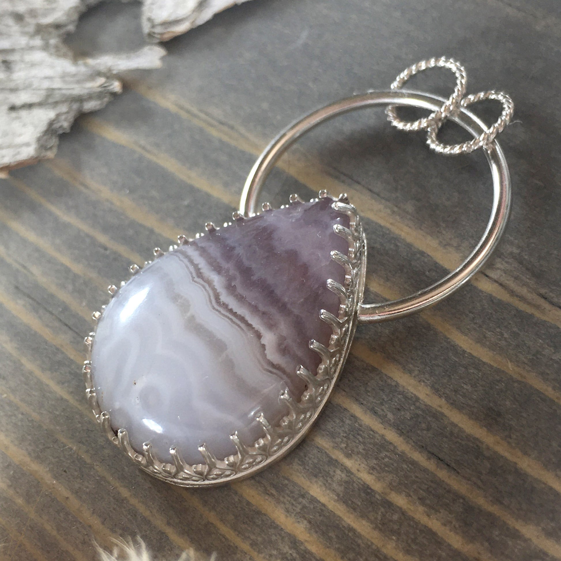 Amethyst Lace Pendant Front View - Stone Treasures by the Lake