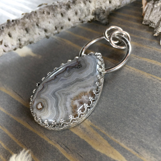 Crazy Lace Agate Pendant Front View - Stone Treasures by the Lake